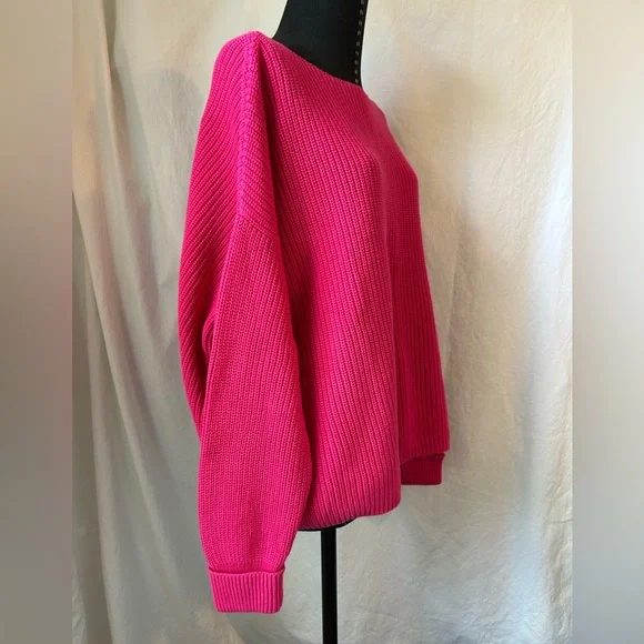 French Connection Millie Mozart Boatneck Chunky Knit Pink Sweater Size Small - Picture 3 of 8